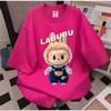 Summer New 2025 Women Labubu Anime Printing Short Sleeved T Shirt Round Neck Daily Fashion Clothes