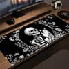 Skeleton Hold Cat Mouse Pad Black White Large Gaming Desk Mat Non-Slip Rubber Keyboard Pads XXL Office Game Accessories TableMat