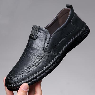 Мужские повседневные кожаные туфли Beans Shoes Spring Универсальные и удобные рабочие туфли с мягкой подошвой Lazy Dad's Shoes