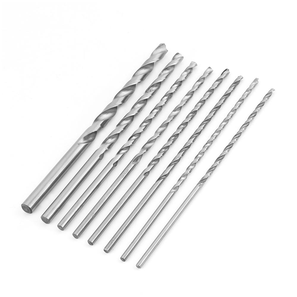 8 Pcs 200mm Length Twist Drill Bit Set Straight Shank HSS Drill Bit  For Wood, Plastic and Aluminum