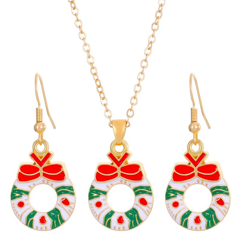 New Christmas Necklace Earrings Set With Santa Reindeer Tree Snowman Socks Designs Festive Ornaments