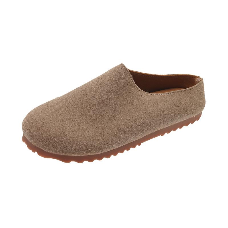 Ретро сумка-мешок с плоским дном, голова, шлепанцы Boken, женские, 2025, осень, новые, универсальные, на плоской подошве, ленивые сандалии, один педаль и полушлепанцы