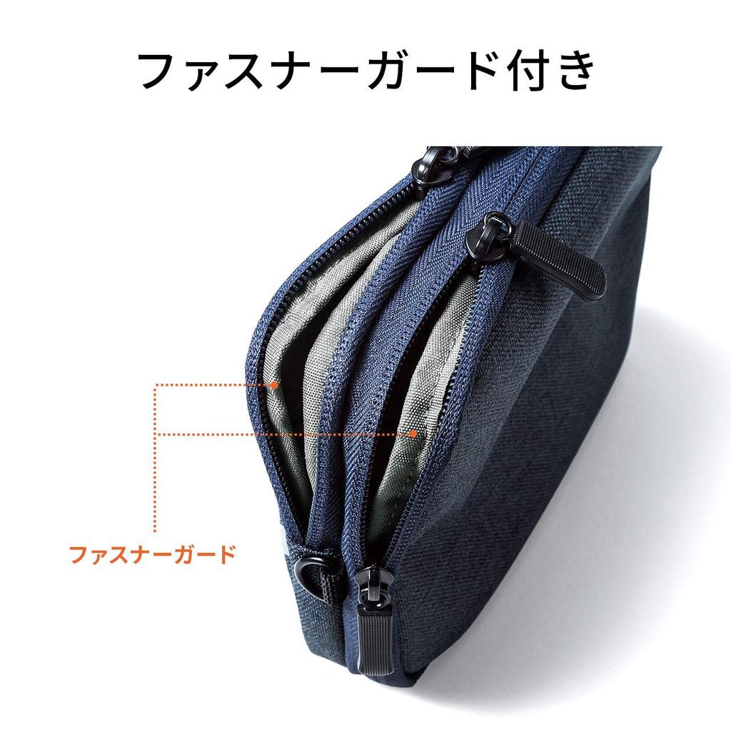 Sanwa Direct Gadget Slim Trip Convenient Storage Medium Pouch, Design, Travel/Business Pouch, Size, Navy, 200-BAGIN013NV