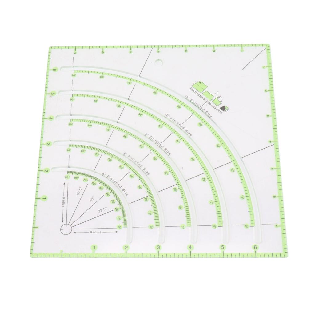 8 Inch Acrylic Quilting Ruler Multifunctional Clear Arcs Fans Quilt Circle Cutter Ruler for