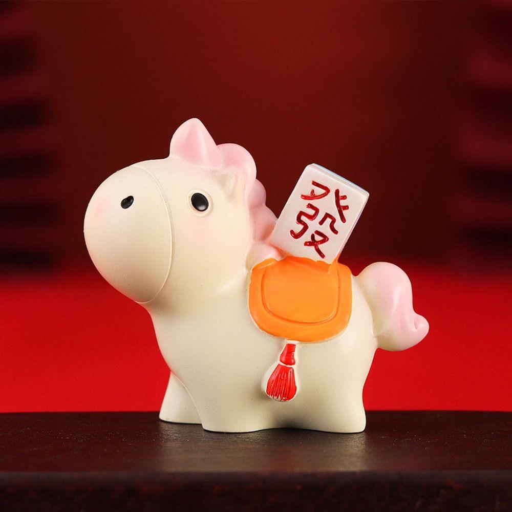 Desktop Ornament Horse Figurine Resin Zodiac Ornaments New Year Mascot Miniature Car Decoration