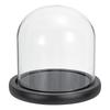 PATIKIL 15.5 x 15 cm clear cloche glass dome glass bell jar display case tabletop centerpiece With black wooden base for christmas interior decoration