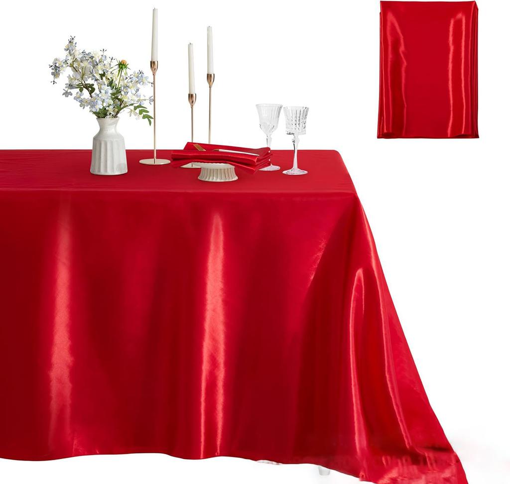 Solid Color Satin Table Cloth Tablecloth Table Cover Overlay For Birthday Wedding Banquet Restaurant Festival Party Supply