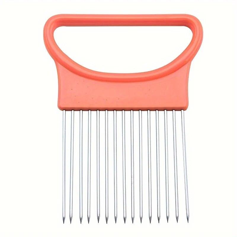 1 шт., луковая игла из нержавеющей стали, луковая вилка, овощерезка для фруктов, резак для томатов, безопасный держатель, кухонные аксессуары, инструменты