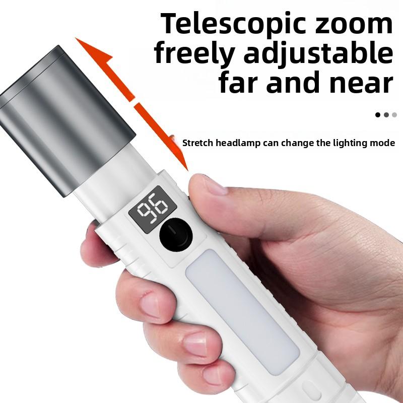 Outdoor strong light ultra bright remote flashlight, adjustable zoom and multi-level focus, floodlight and remote laser cannon f