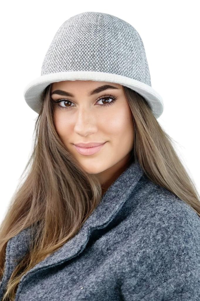 Women' Winter Hat with Houndstooth Pattern, Beige Kamea-Zelda