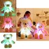 Led Light-up Teddy Bear Plush Toy With Bow Tie Design Long-haired Colorful Flashing Lights