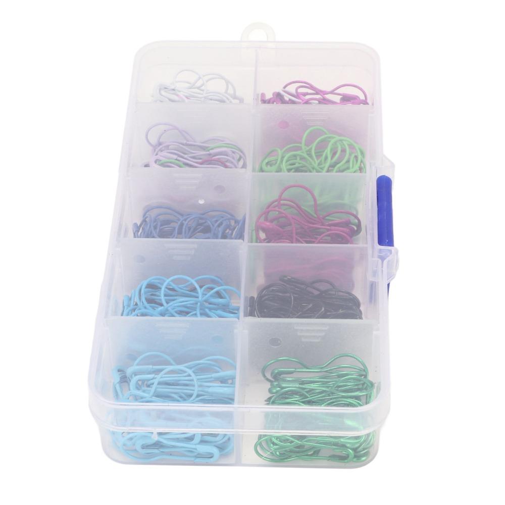 600pcs Plastic Storage Box Crochet Stitch Markers Colored Iron Metal Knitting Pins For Knitting