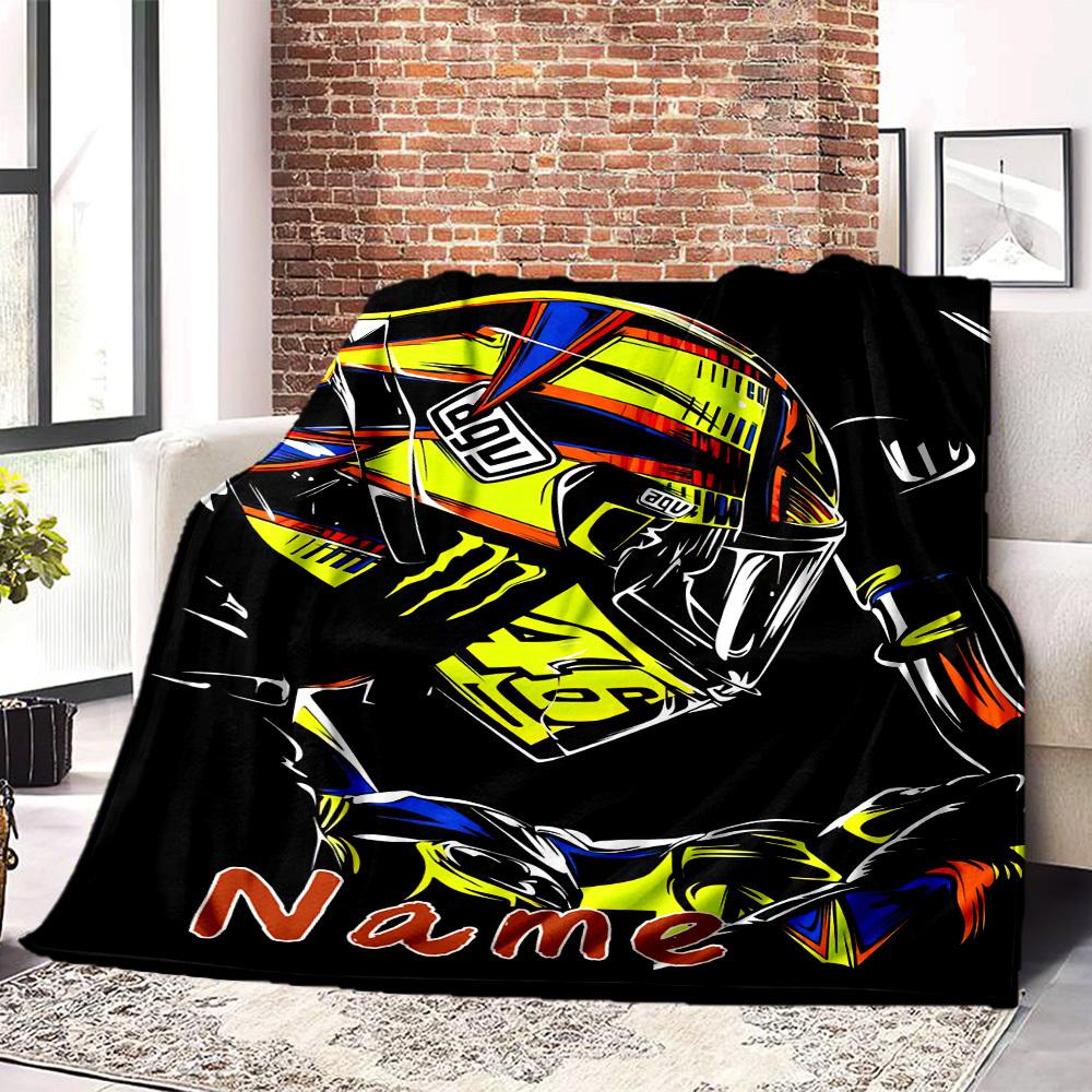 Custom Motorcycle Helmet Design Home Customize Your Name Blankets Comfortable Soft Lightweight Allseason Multipurpose Blanket For Picnics Sofas