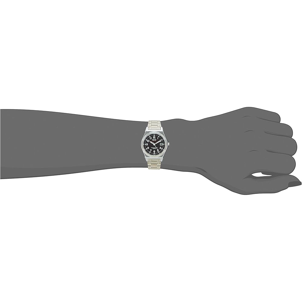 Citizen Q&Q Analog Solar Waterproof Date Watch Black Dial Metal Band Women's Silver