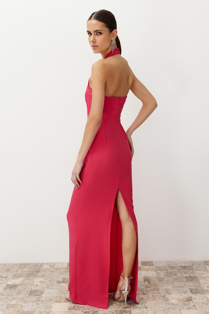 Women's Fashion New Evening Dress & Graduation Dress Black Fitted Woven Lace Collar Long Evening Evening Dress