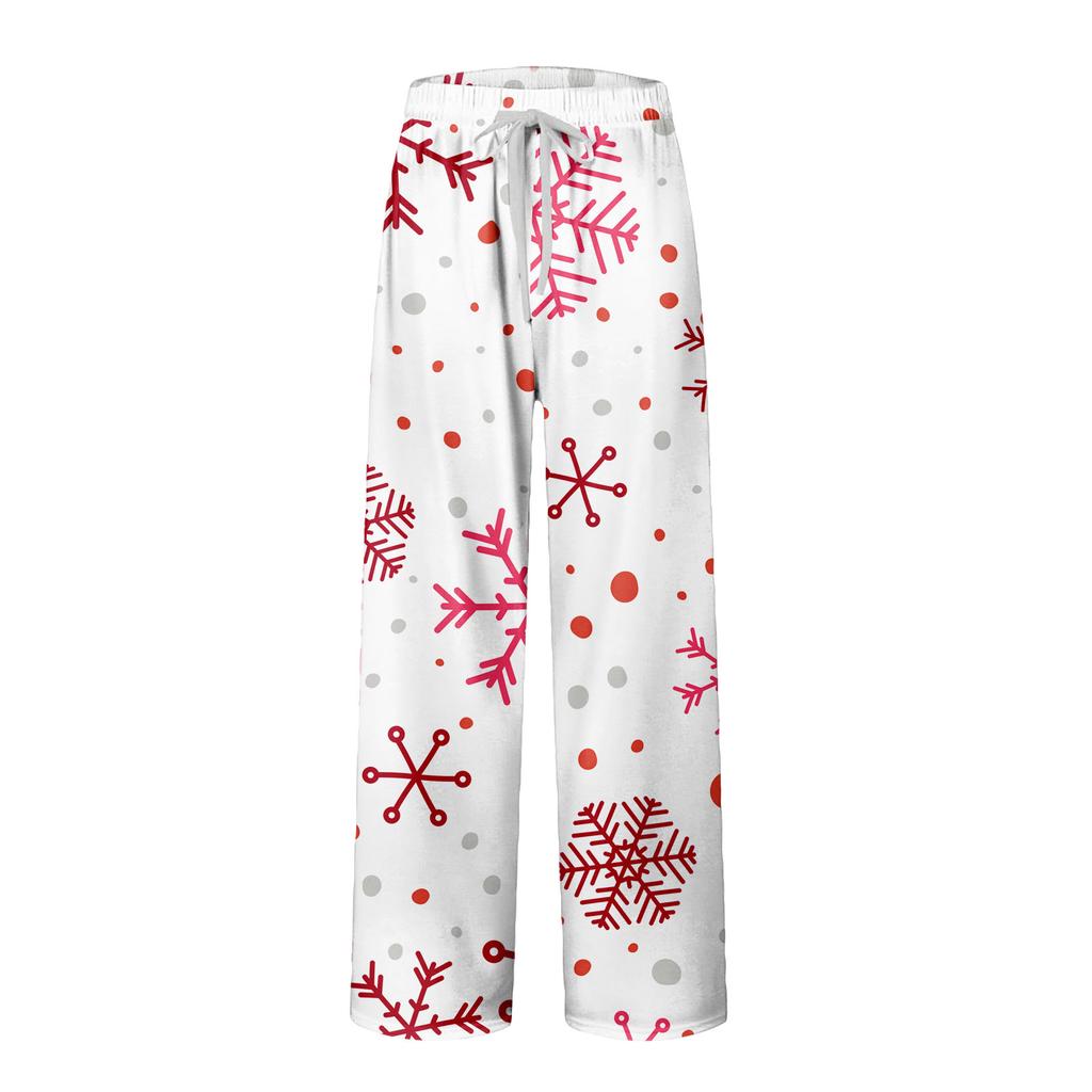 Мужские удобные повседневные брюки с рождественским принтом и карманом, домашние брюки для сна