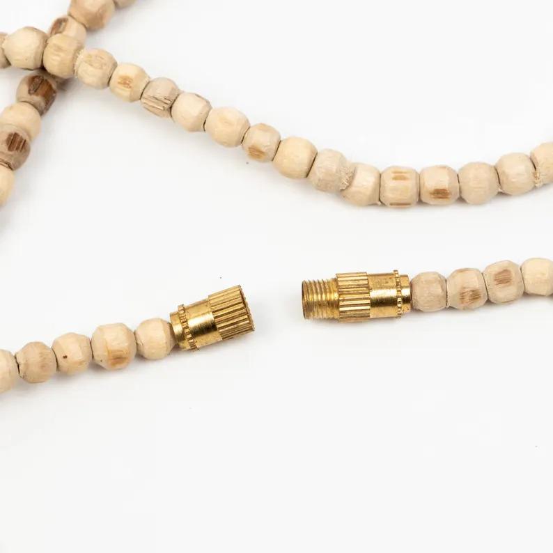 Кантхи из туласи – Ожерелье из бусин из настоящего дерева туласи для индуистской молитвы, духовного исцеления и медитации Мала – Религиозный подарок для мужчин и женщин