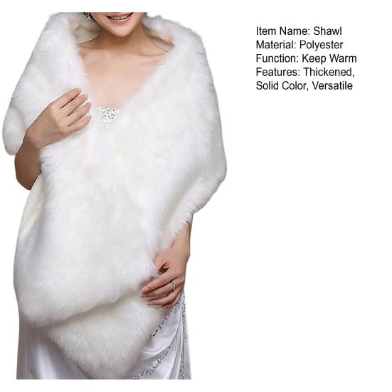 Gown Shawl Soft Textured Plush Warm Scarf Evening Dress Cheongsam White Plush