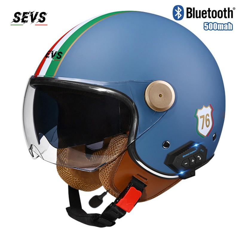 3C DOT Certified Bluetooth Motorcycle Half Helmet Retro Style Men Women All Season