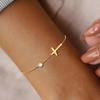 Fashion Simple Gold Color Cross Chain Bracelet for Women Shiny CZ Zircon Charm Hand Bracelet Wedding Zircon Accessories