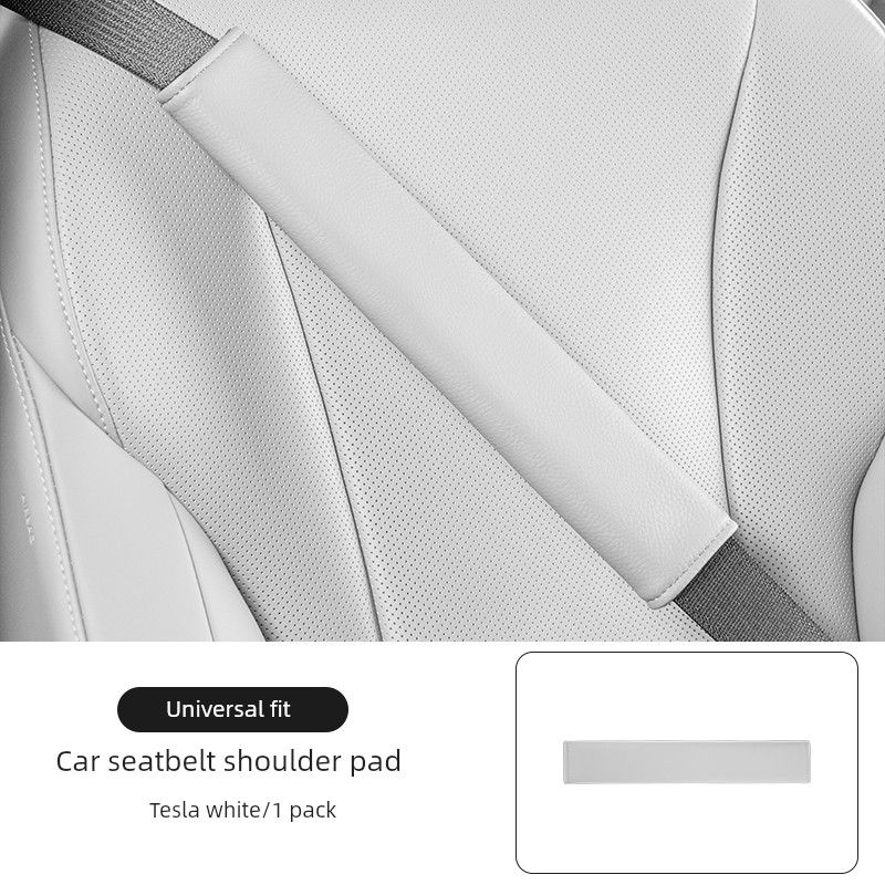 Seatbelt Shoulder Pad, Soft Nappa Leather, Extended Anti-Wear Shoulder and Neck Velcro Protective Cover, Universal for All Seasons, Interior Accessory