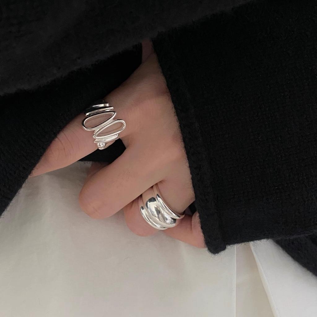 ANENJERY Геометрическая линия полые нерегулярные капли воды открытое кольцо ретро простое модное кольцо ювелирные изделия подарок