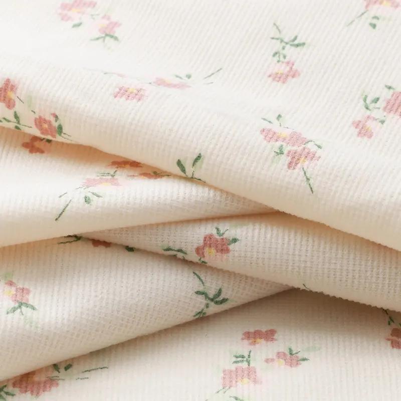 150x50cm Thickened Small Floral Printed Corduroy Fabric Making Dresses, Children's Clothing, Handmade DIY Clothing Fabrics