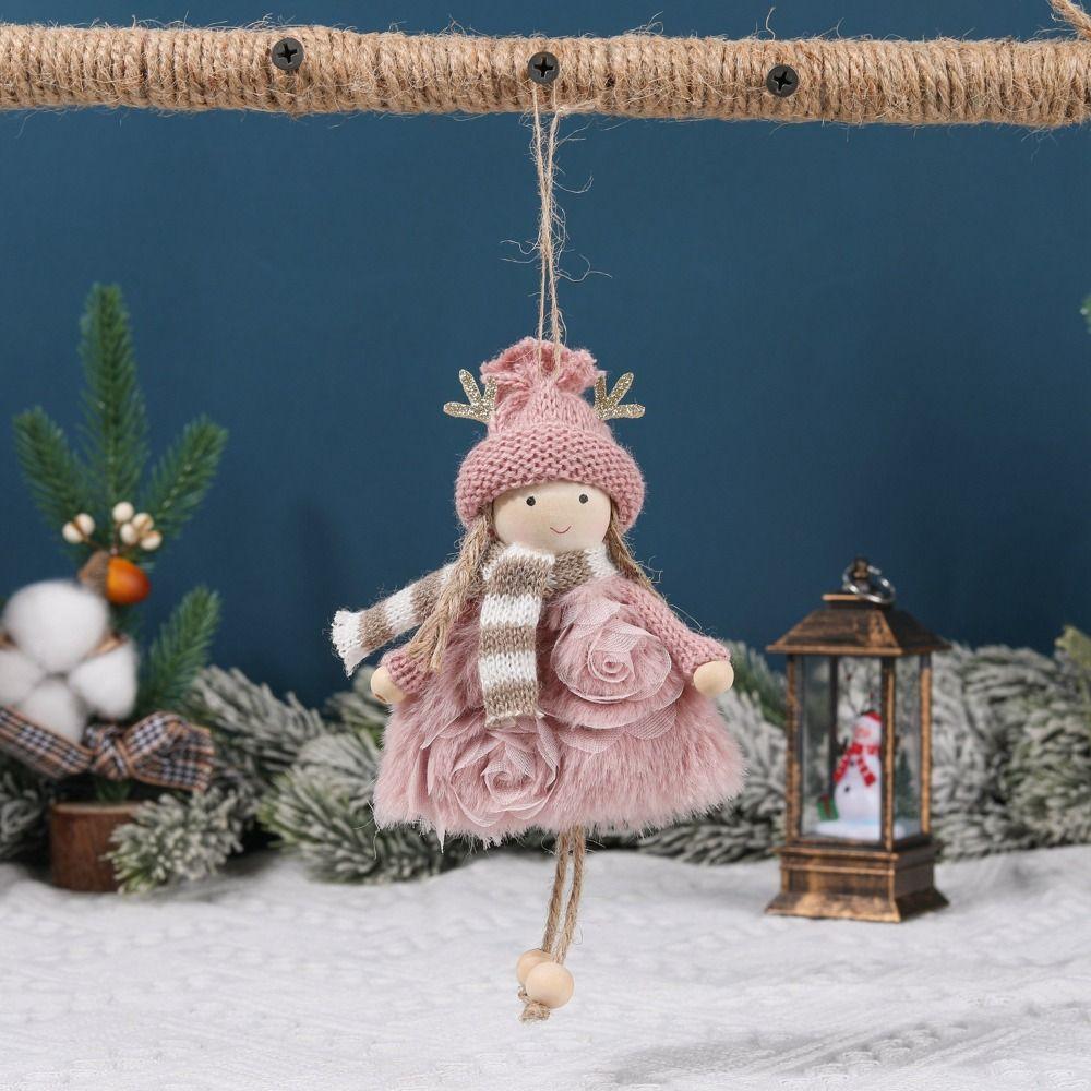 Antler Plush Doll Pendant Angel Christmas Tree Pendant Cute Christmas Plush Girls Pendant New Year