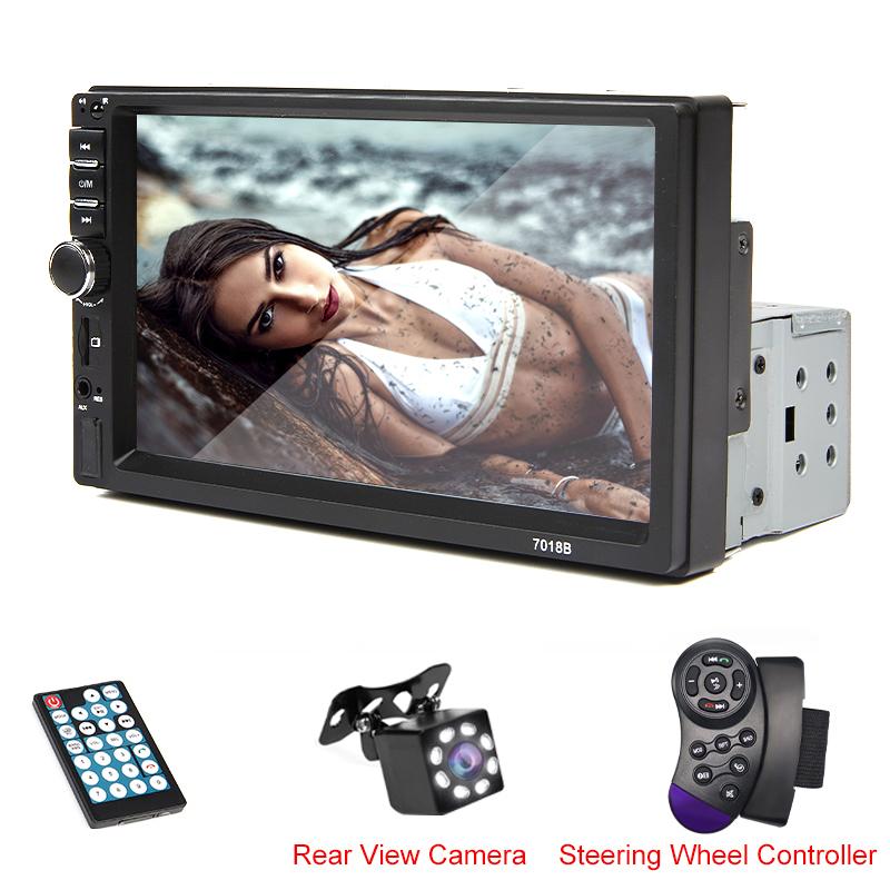 Автомобильный радиоприемник 1/2 Din Bluetooth HD 7 "Сенсорный экран Стерео 12 В Мультимедиа FM ISO Питание Aux Вход Bluetooth USB Зеркальная связь с камерой/без камеры