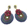[P7305] - Designer Earrings 'Sissi' Blue Red - 65x40 Mm
