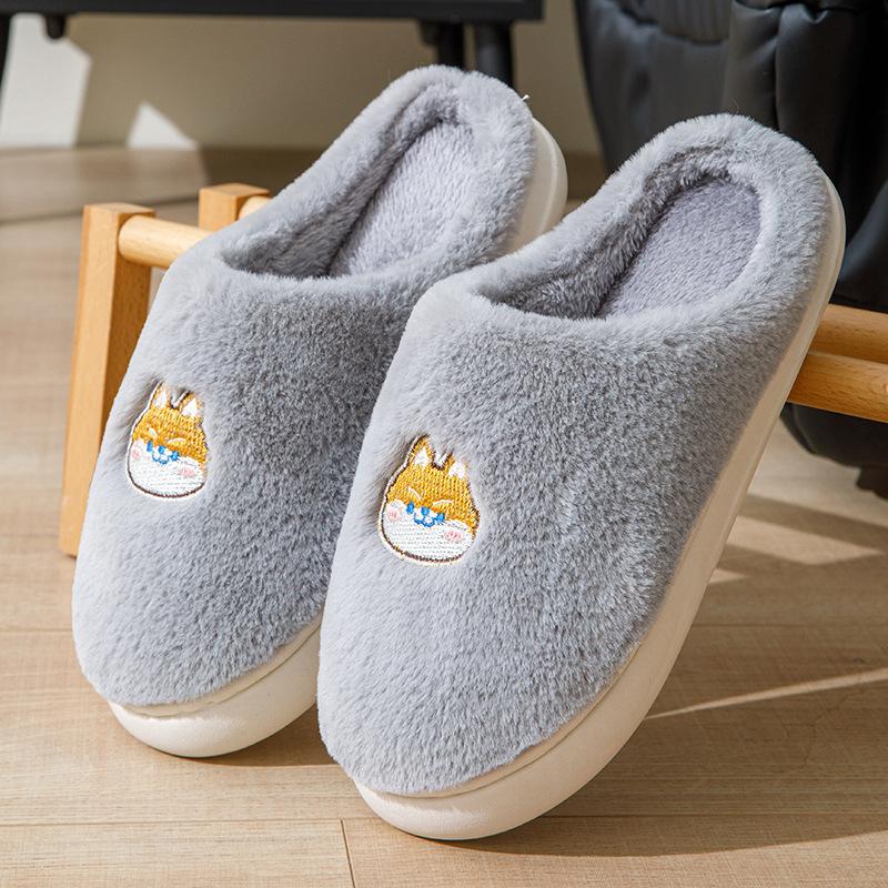 Cute Cotton Slippers Autumn and Winter Household Indoor Outdoor Warmth Lightweight Thick-bottomed Couple Plush Slippers