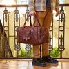 Combo Leather Bag Gym Travel Luggage Duffel Weekend Overnight Backpack 2 Bags