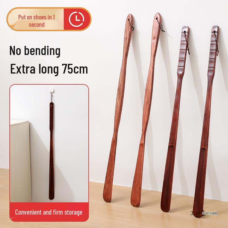 Walnut Wood Long Handle Shoehorn - Extended Shoe Lifter for Easy Use
