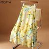 Oil Painting Style Skirt Women's Spring and Summer Drape Chiffon Skirt High Waist Slimming A-line Skirt Mid-length