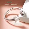 Smyoue 1CTTW 4.5mm Princess Cut Certified Moissanite Rings for Women Adjustable 100% 925 Silver Wedding Party Band Gift