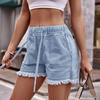 2024 Женские европейские и американские повседневные джинсовые шорты с эластичной талией, высокой посадкой, облегающие