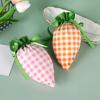 Easter Plaid Carrot Gift Bag Portable Cute Radish Shape Goodies Snack Present Treat Candy Drawstring Bag Happy Easter Festival Gift