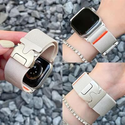 Парашютная пряжка нейлоновый ремешок для ремешка Apple Watch Ultra 2 49 мм 46-42-45 мм 41-44 мм эластичный браслет iWatch Series 10 9 8 7 6 SE