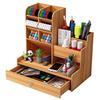 Wooden Desk Organiser Diy Desktop Tidy Pen Holder Large Capacity Stationery Storage Box With Drawer For Home Office And School