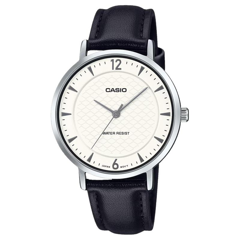 Casio Стандартная серия Водонепроницаемые 30 метров Кварцевые с кожаным ремешком Женские часы Белый циферблат LTP-VT04L-7A2DF