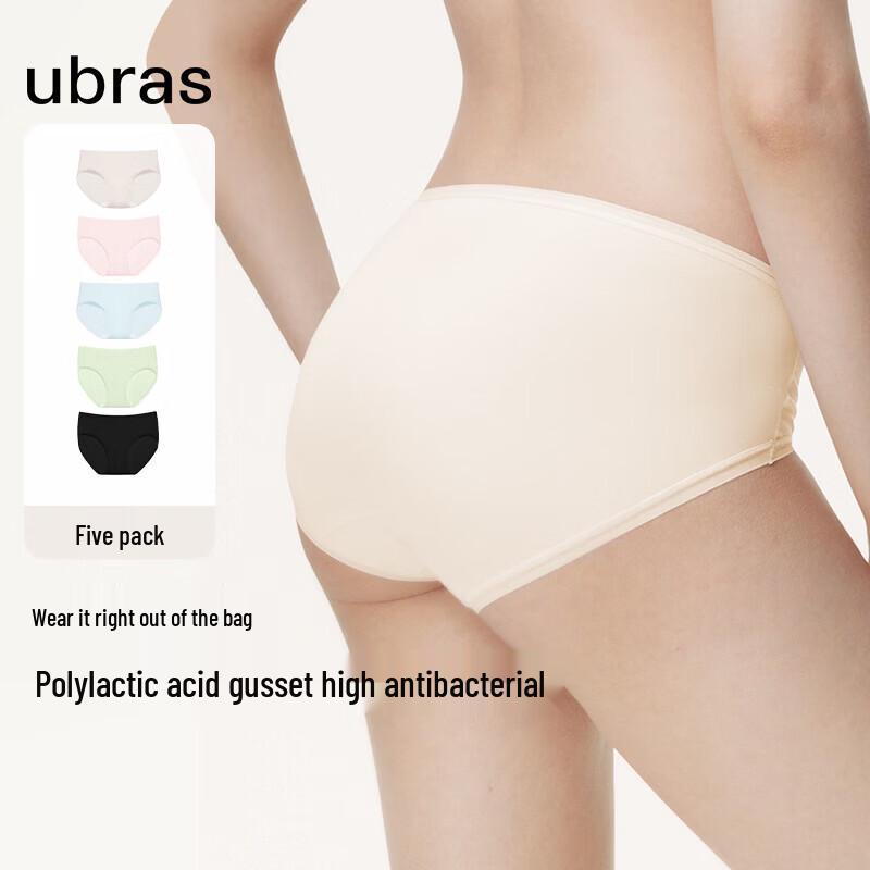 ubras Women's Antibacterial PLA-Lined Extended Crotch Briefs 5-Pack