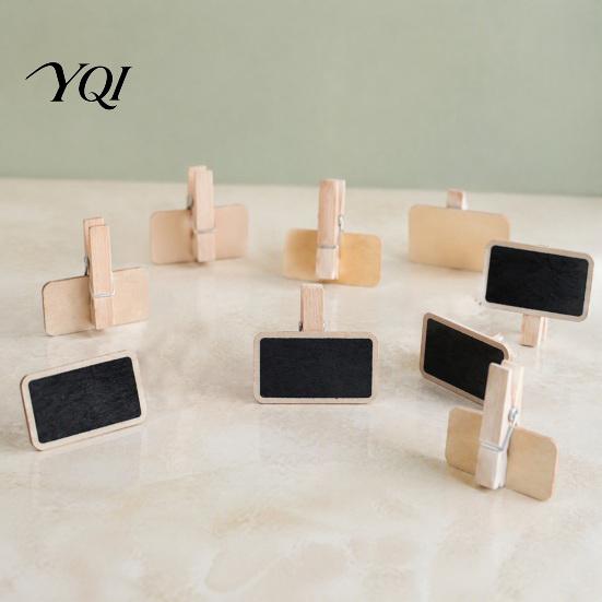 Decorative Chalkboard Picks for Plants 10PCS Mini Blackboard Clips/Signs with Wooden Stands, Reusable Small Clips Photo Notes Signs, Log Style Display