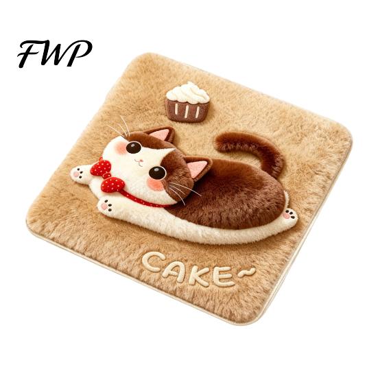Imitation Cashmere Seat Mat Plush Animal Chair Pad, Square Cozy Cushion, Cute Puppy Cat Pattern, 15.8 Soft Floor Cushion x Inch with Non-Slip Backing