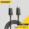 Essager Кабель Type-C 240 Вт для сверхбыстрой зарядки 100 Вт для быстрой зарядки Кабель для передачи данных из нержавеющей стали 5 А для Macbook iPad iPone 16 15 Pro Max