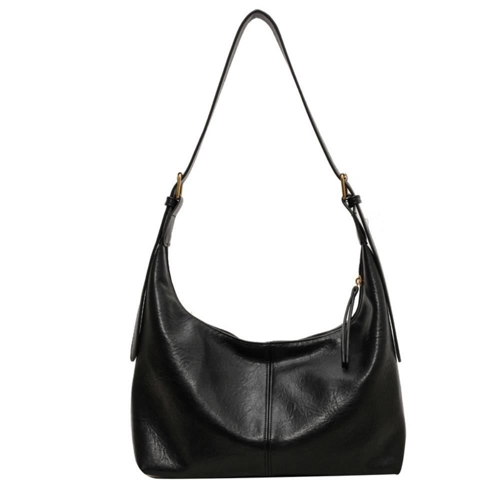 Korean Style Large Capacity Handbag Solid Color Underarm Packs Retro PU Tote Bag  Office Worker