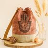 Drawstring Backpack Hamsa Canvas Burlap Stonewash Terracotta