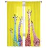 Giraffe Animal Oil Painting Tulle Curtains Balcony Room Fashion Printed Sheer Curtain Living Room Window Modern Decor