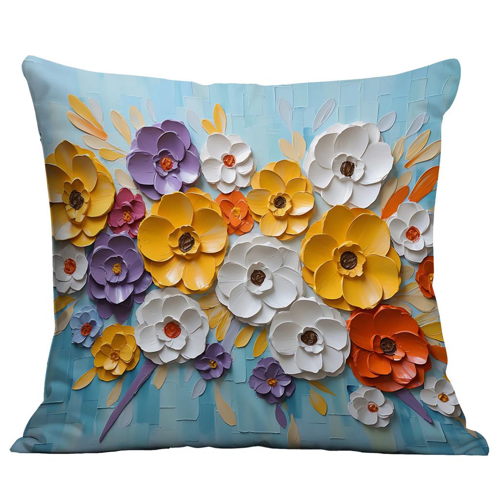 Новая наволочка с цветочным принтом, имитирующая трехмерный стиль масляной живописи, креативная цветочная, для дома, гостиной, диванной подушки