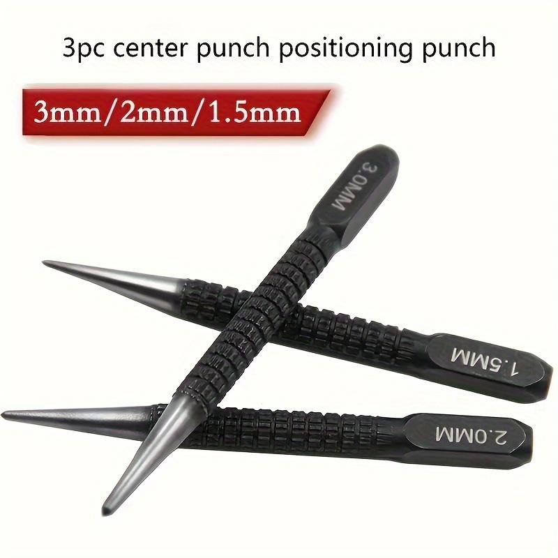 3pcs High-carbon Steel Center Punch Set, Non-Slip Center Pin Punch Used For Drilling Of Alloy Steel Metal Wood,1.5 2 3mm