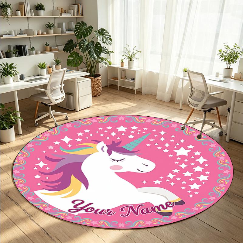Wild Animals (509) Theme Round Crystal Velvet Rug Custom Name Text Personalized Floor Mat Home Decor Non Slip Crystal Carpet